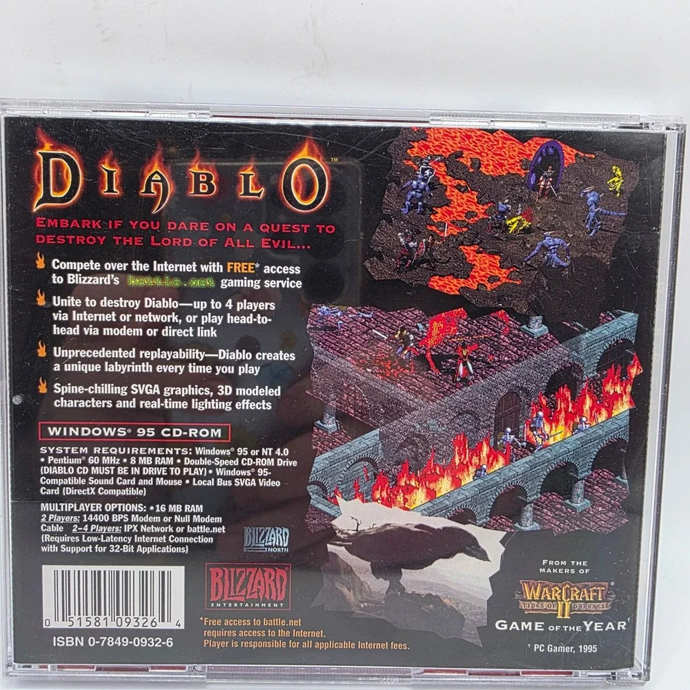 Blizzard Diablo PC 1996 Windows 95 CD-ROM Original Jewel Case Action RPG Vintage